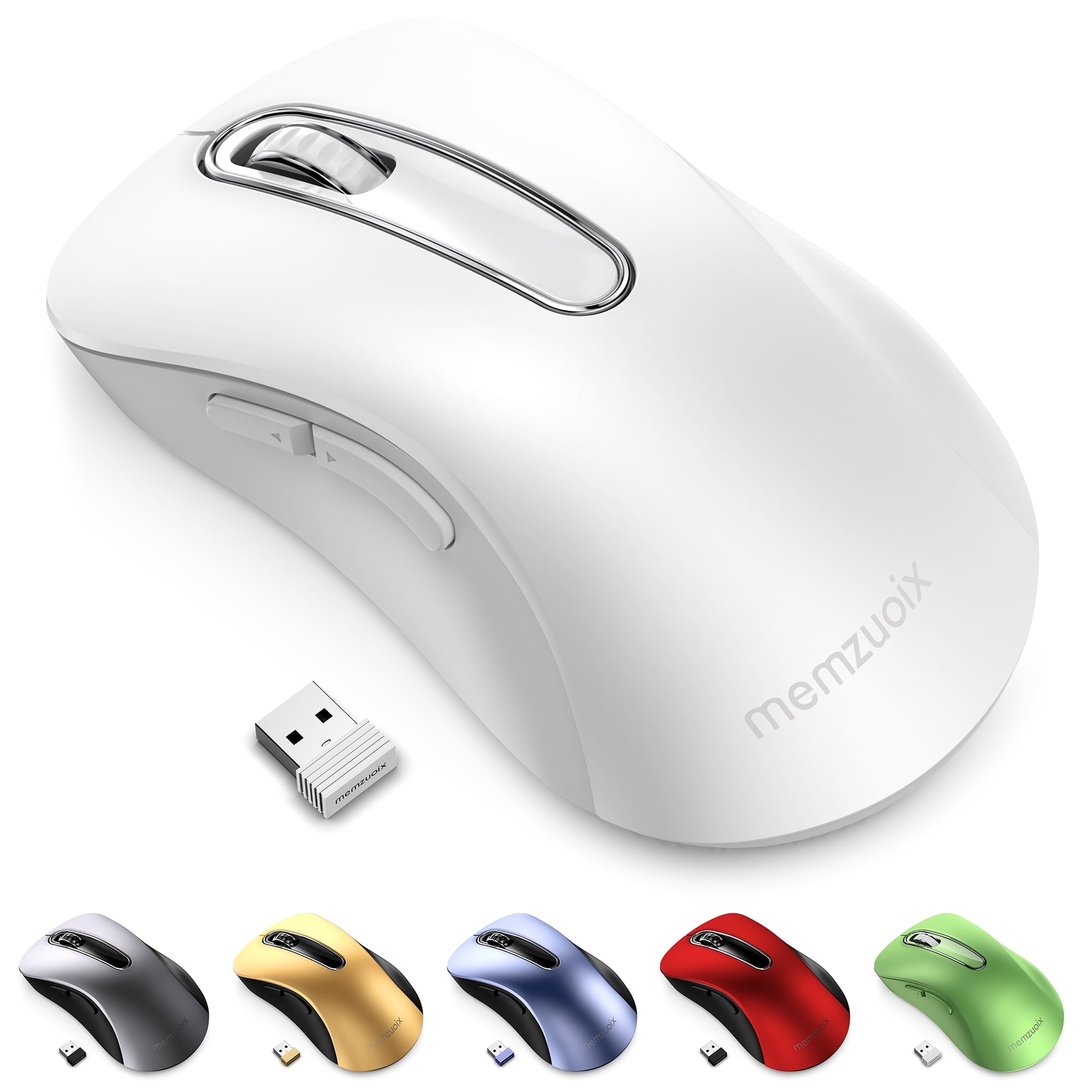 memzuoix Wireless Optical Mouse for Laptop, 5 Buttons 1400 DPI Wireless Mouse with USB Receiver, Cordless Computer Mice for Chromebook, Desktop, PC, Macbook, Lilac